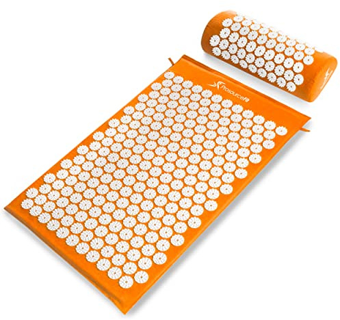 ProsourceFit Acupressure Mat and Pillow Set for Back/Neck Pain Relief and Muscle Relaxation, Orange