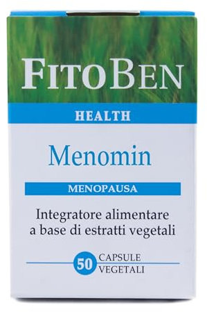 Fitoben | Menomin Integratore Naturale contro i Disturbi della Menopausa. Con Isoflavoni di soia, Dioscorea, Agnocasto e Biancospino. 50 Capsule Vegetali.