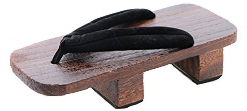 K-G-31 Negro Negro Original Samurai Japón Geta Madera Sandalia Tabi Calcetines Kimono Separadores de Dedos con Tacón, Negro , 39/41 EU