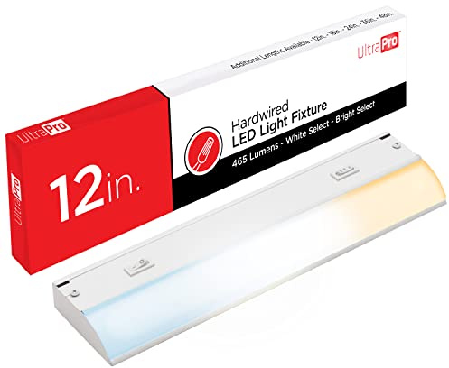 UltraPro 12 inch Hardwired Under Cabinet Lights, 3 Color Settings - 2700K/4000K/5000K - Warm White, Cool White, and Daylight, Under Cabinet Lighting, Dimmable Under Counter Lights for Kitchen, 45366