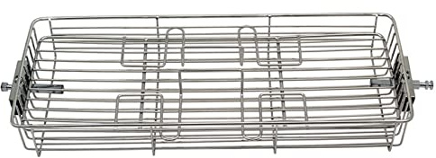 FUFRE Panier de Cuisson Tourne Broche d'acier Inoxydable, Grille Poisson Barbecue, Panier de Cuisson Plat pour Viande Poisson Fruits et Légumes Pain, pour Barbecue et Four (31,6x12,6x5cm)