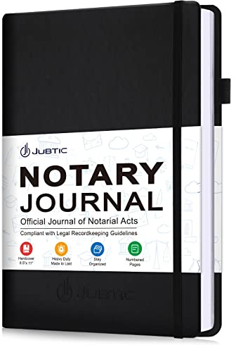 JUBTIC Notary Journal Log Book - A4 Hardcover Notary Public Journal of Notarial Acts - Big Notary Supplies with Privacy Guard - 474 Record Entries, 160 Numbered Pages, 8.5x11 (Black)