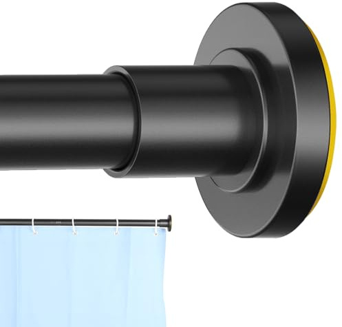 CorkLatta Black Shower Curtain Rod 31 to 80 Inch,1 Inch Diameter Adjustable Spring Tension Stainless Steel Telescoping Rod,Easy Install,No Rust