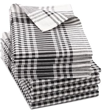 ZOLLNER 10er Set Geschirrtücher - Baumwolle in 50x70 cm - saugstarke und robuste Küchentücher - waschbar bis 60°C – in schwarz weiß kariert - Gastronomiequalität - Oeko Tex® Zertifiziert