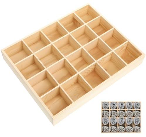 Angoily Aufbewahrungsbox Holz Mit 20 Fächern Schubladen-Organizer Für Unterwäsche Socken Und Kleinteile Stapelbarer Sortierkasten Für Schlafzimmer Und Kommode 13.39 X 10.63 X 1.97 Zoll