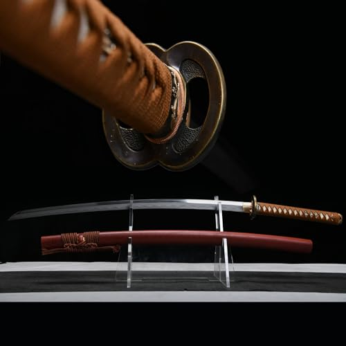 103cm Metallschwert mit Scheide,T10-Stahl Japanisches Samurai-Schwert,Handarbeit Echtes Katana,für Cosplay,Training Sammeln & als Geschenk