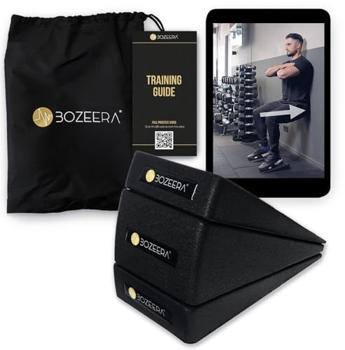 Bozeera | Wadendehner Keil Set | Zum Dehnen und Trainieren: Wadenstrecker, Beinstrecker, Kniekeil, Mobilisationskeil, Fußkeil | Inkl. Video-Anleitung, Poster & Tasche