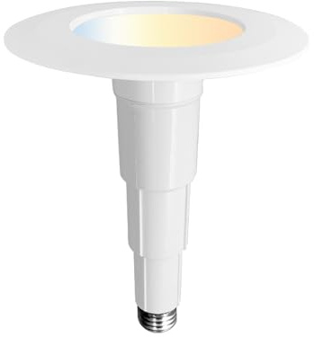 Jolux 4 Inch 5CCT LED Can Lights Adjustable Recessed Retrofit Downlight,Recessed Lighting CCT Selectable 2700K/3000K/3500K/4000K/5000K,6W=40W,500LM,Dimmable,E26 Screw Base,Bevel Trim,1-Pack.…