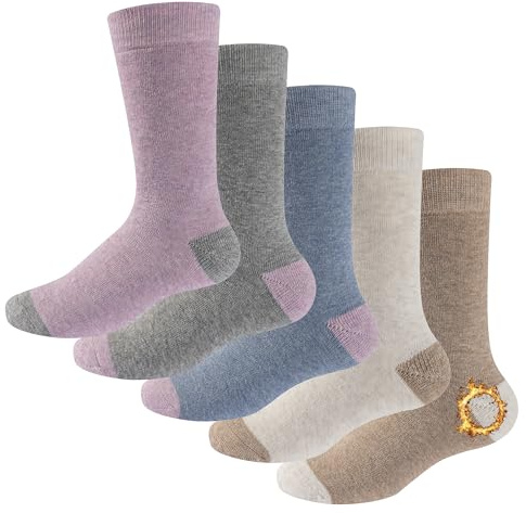 The Essentials Wardrobe 5PK Ladies Thermal Socks - UK 4-8/EU 37-42- Assorted