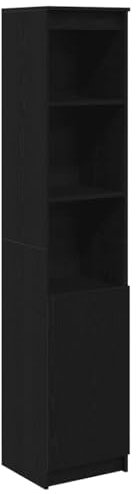 vidaXL Highboard Schwarz Eichen-Optik 37,5x35x180 cm Holzwerkstoff, Schrank, Lagerschrank, Schrank hoch, Beistellschrank, hoher Schrank