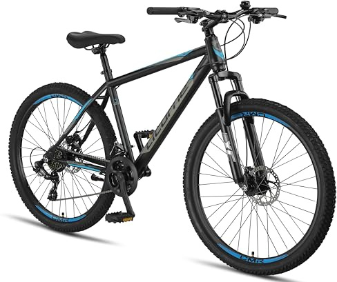Licorne Bike Guide Premium 27,5 Zoll Mountainbike - Federgabel MTB mit Scheibenbremsen - Deutsche Markenqualität - Für Jugendliche & Erwachsene (Schwarz/Blau)