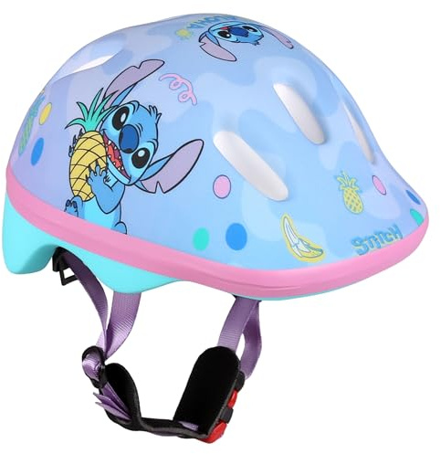 Disney Stitch Casco de Bicicleta Infantil Azul, niñas, Ajustable 44-48 cm (Azul)