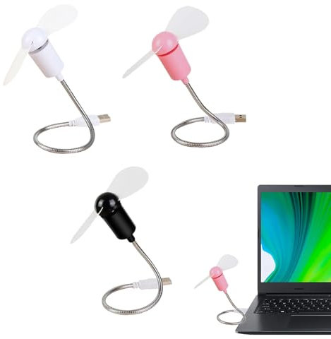 TUKNN Mini Ventilateur USB, Ventilateur de Refroidissement Flexible, 3 Pièces(Blanc+Rose+Noir)