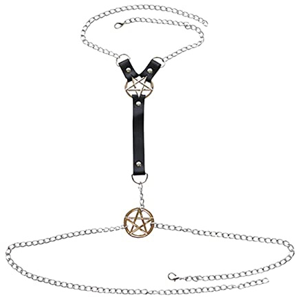 Amagogo Catena per Il Corpo in Pelle Accessori per Gioielli Decorativi Fascino Nero Gotico Cintura per Imbracatura di Moda per Ragazze del Festival
