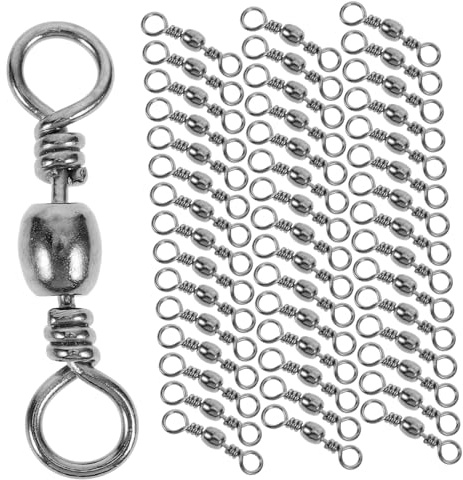 NOLITOY 150pcs Heavy-duty High Fishing Swivel Clips and Snap Barrel Swivels Line Connectors for Saltwater and Freshwater Fishing Anti-friction Polished Surface for Kayak and Boat Use