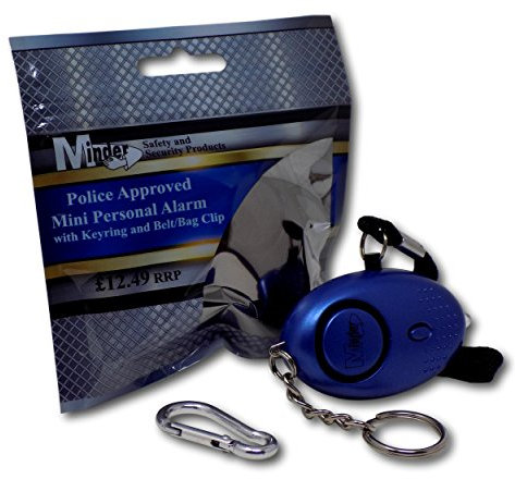 Minder® 140db Police Approved Mini Minder Loud Personal Staff Panic Rape Attack Safety Security Alarm Keyring w/Torch - Secured by Design Approved (Police Preferred Specification) (Blue)