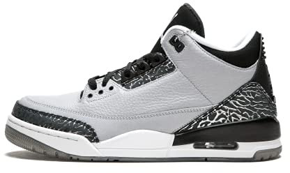 NIKE Herren Air Jordan 3 Retro Fitnessschuhe, Grau Silber Schwarz Weiß (Wolf Grey Mtllc Slvr Blck Wht), 42.5 EU