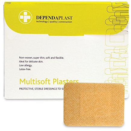 Dependaplast Multisoft Plasters 7.5cm x 5cm, Non-Woven Polyester, Highly Flexible, Skin-Friendly, Low Allergy - Box of 50