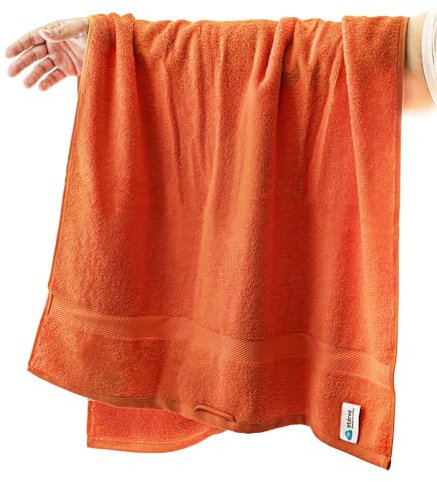 etérea Carli Frottee Handtücher Set - 100% Baumwolle - Oekotex 500 GSM - Bath Towel Frottiertücher - Badetuch, Badehandtuch Groß 100x150 cm- Orange