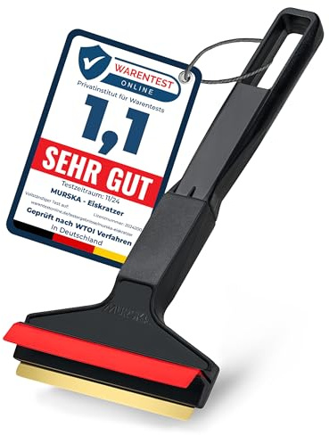 Raschietto ghiaccio Auto - facile, rapido & efficiente - Murska - Raschiaghiaccio Auto 21cm - lama in Ottone - Spatola per Ghiaccio Auto - Premium HIPS - Originale di Finlandia - L&P A053 Nero Rosso