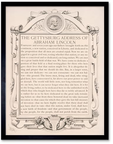 Artery8 Gettysburg Address Abraham Lincoln USA President Art Print Framed Poster Wall Decor 12x16 inch