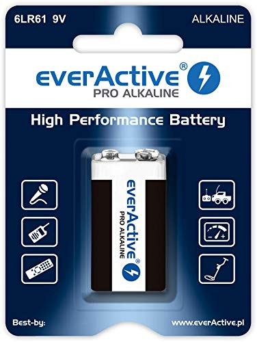 everActive Pilas alcalinas de 9 V, Bloque 6LR61 6F22, máxima Potencia, 5 años de Vida útil, 1 blíster