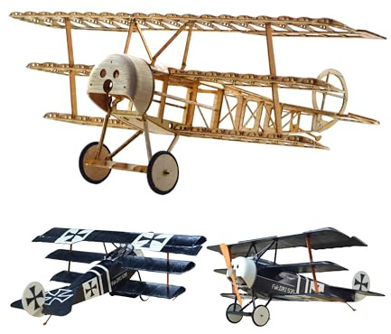 Your Day Mate Fokker Dr.1 Slow Flyer modèle d'avion kit, échelle 1:20, 358 mm d'envergure, RC modèle d'avion kit, à Construire soi-même, éléments en Bois balsa découpés au Laser, 358 x 280 x 135 mm