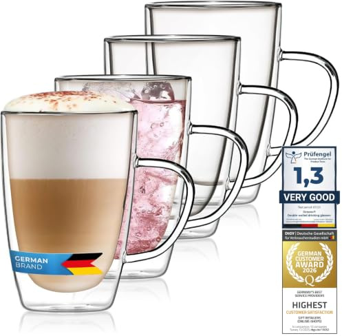 Dubbelväggkopp 300ml tekopp termokopp kaffekopp glaskopp handblåst av Dimono (4 stycken)