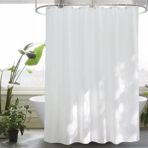 EurCross Duschvorhang 120x180 Weiß Textil Stoff Duschvorhänge, Kurz Wasserdicht Waschbar Antischimmel Badvorhang mit 8 Ringe und Beschwertem Saum