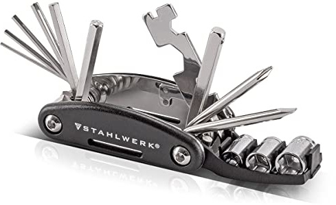 STAHLWERK multitool/utensile multifunzionale / 16 in 1 utensile per la riparazione di biciclette/utensile per biciclette in movimento