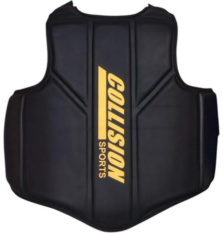 Collision Sports Chest Guard Rib Shield Armour Adjustable Strike Shield, Martial Arts Muay Thai Boxing Taekwondo Body Protector, Sparring Training Heavy Punching Protection (Red/Black, Small/Medium)
