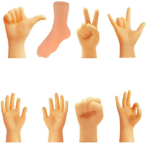 CreepyParty 8 Stücke Winzige Kleine Hände für Finger Novelty Fingerpuppen Gummi Lustige Minihände Set Tiktok Spielzeug