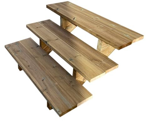 Scala esterna BERLIN, 3 gradini, Altezza 54cm, Larghezza 100cm, senza alzate, Scala in kit in Legno Autoclave- Vinuovo