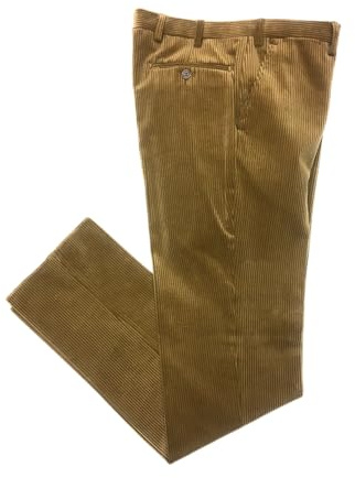 La Primula Verde Pantalone Elegante da Uomo Duca Visconti di Modrone in Velluto, 11 Colori, dalla 48 alla 65 Leggermente Elasticizzati, Ideale per Le Taglie Forti (52 IT Regular, Miele)