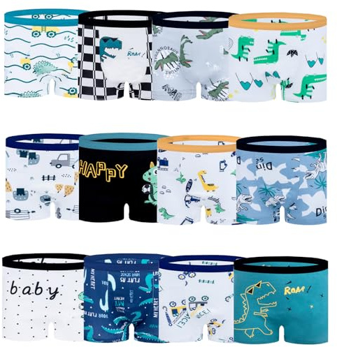 JackLoveBriefs Boys Boxer Shorts, 12 Pack Toddler Boy Underwear | Cotton-Spandex, 1-13 Years, Reusable