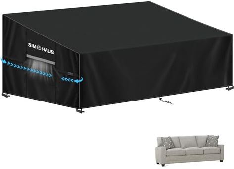 SIMPHAUS Funda Sofá 3 Plazas Exterior Funda para Sofa Jardin Funda Sofa Jardin Exterior 3 Plazas Impermeable Fundas Impermeables para Muebles de Jardin Anti UV 420D Tela Oxford 205x85x81/61cm