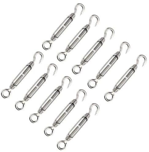 Tensor, Tensor De Alambre, Tensor De Cable, Tensor 304 De Acero Inoxidable, Tensor Alambre Acero Inoxidable 304, Tensor Alambre Acero Inoxidable, Acero Inoxidable 304 Gancho Y Ojo(M4,10 Piezas)