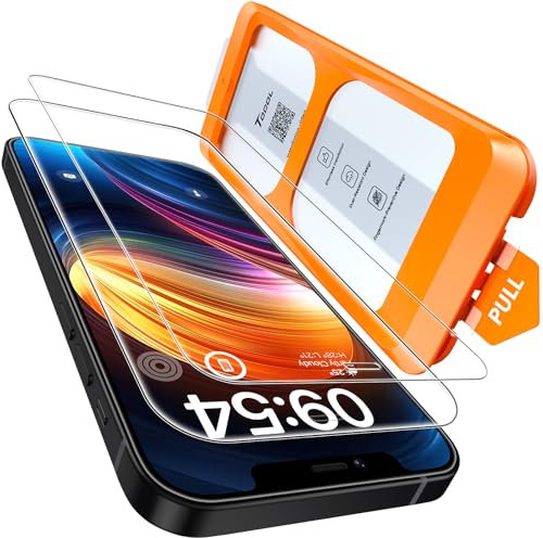 TOCOL 2 Piezas Protector Pantalla para iPhone 12/iPhone 12 Pro, Alineación Automática para Una Instalación Rápida, Sin Burbujas, Cristal Templado de Dureza 9H Inastillable, HD Transparente