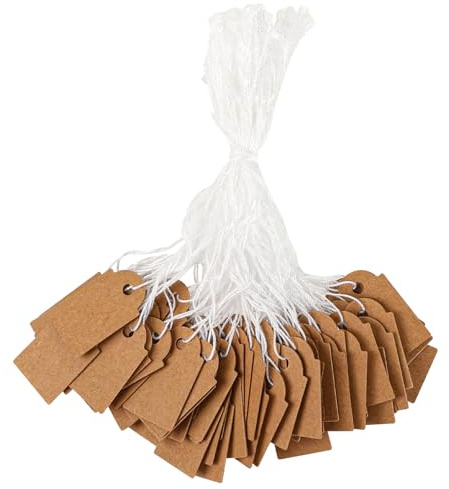 500 Brown String Price Tags - Hang Labels for Jewelry, Clothing & Display, Gift Tags for Store Merchandise