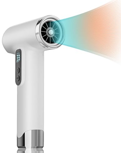 Sladdlös Hårfön, 100000 RPM Snabb Hårfön, 15000mAh Uppladdningsbar Hårtork, 200W Batteridriven Jonisk Hårfön med Diffusor för Utomhusresor och Camping (Silver)