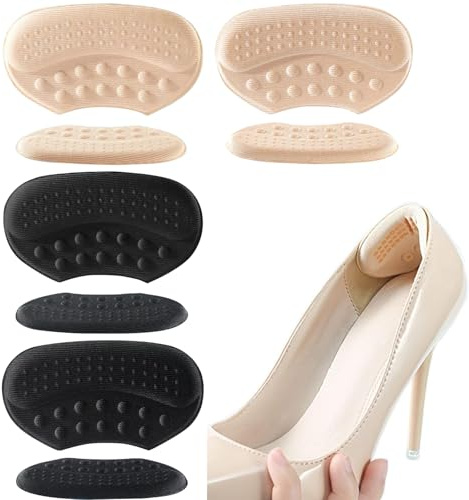 WOLMIK 4 paia di cuscinetti antiscivolo per tallone, inserti autoadesivi per stivali e scarpe grandi, protezioni riutilizzabili, per donne e uomini, 3 mm e 6 mm