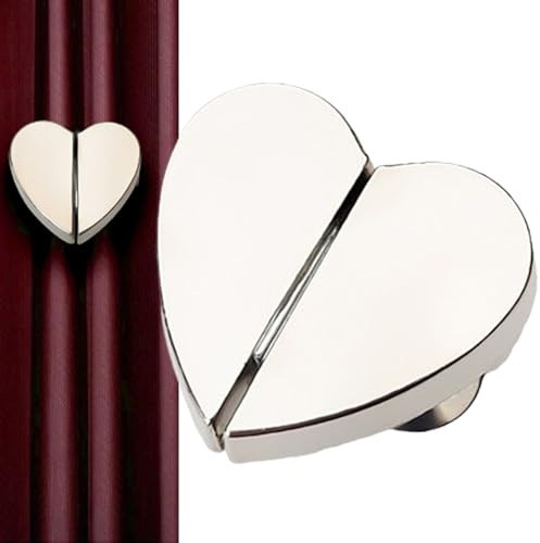 Hogvinnatil Ganci magnetici per tende, chiusura magnetica,Fibbia magnetica a di cuore per tende – Le clip decorative rimovibili per tovaglia impediscono leggeri e sbalorditi
