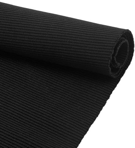 PH PandaHall Tessuto a costine nero per polsini tessuti elastici a costine 118 x 55,4 cm tessuto elastico in vita tessuti per colletto cucito collo giacca felpe con cappuccio accessori per
