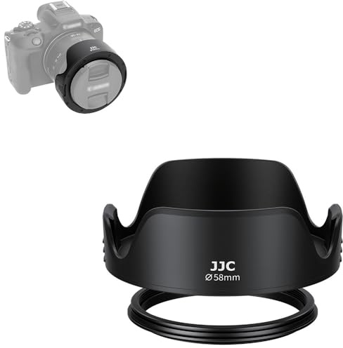 58mm Lens Hood, JJC Universal Tulip Flower Lens Hood Compatible with Canon RF 24-50mm F4.5-6.3, RF-S 14-30mm F4-6.3 IS STM PZ, Fujifilm XF 18-55mm F2.8-4 OIS, Compatible with 58mm Cap & Filter