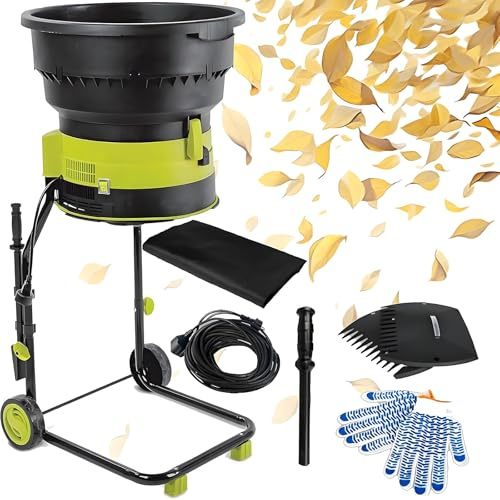 TozMvi Trituradora De Hojas Eléctrica De 2500 W, Trituradora De Compost para Jardín, Trituradora De Hojas Y Ramas De 8000 RPM, con Ruedas Y Bolsa De Almacenamiento 20mpowercord