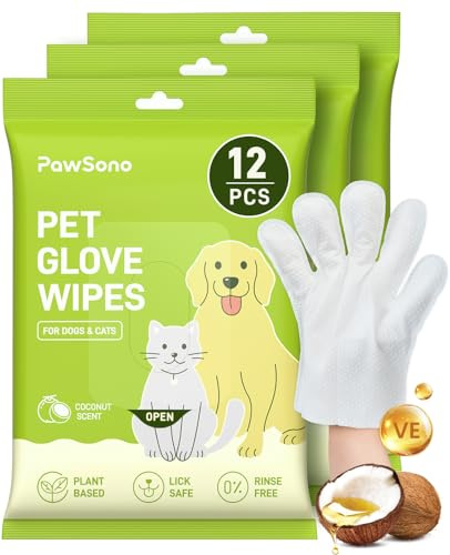 36PCS Hypoallergenic Pet Glove Wipes for Dogs & Cats - Quick Clean & Deodorizing Between Baths & Travel | Dog Washing Wipes for Fur, Butt, Paws, Eyes & Ears| Cat Cleaning Gloves for Grooming & Bathing