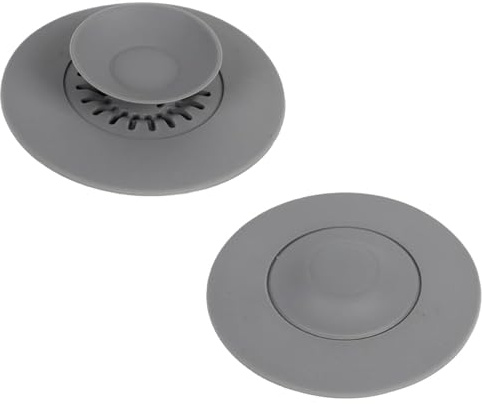 2 Stück Universal Abflussstöpsel,Universal Abflussstopfen Silikon,Spülbecken Stöpsel Grau, Stöpsel für Spülbecken,Badewannenstöpsel,Durchmesser 10.8 cm für Waschbecken, Küchenspülen und Badewannen