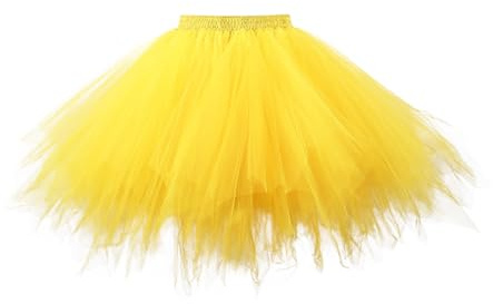 Tüllrock Kinder Mädchen Tütü Rock Ballett Röcke Tutu Prinzessin Ballettrock Minirock Tanzkleid für Karneval (Yellow, 2-12 Years)