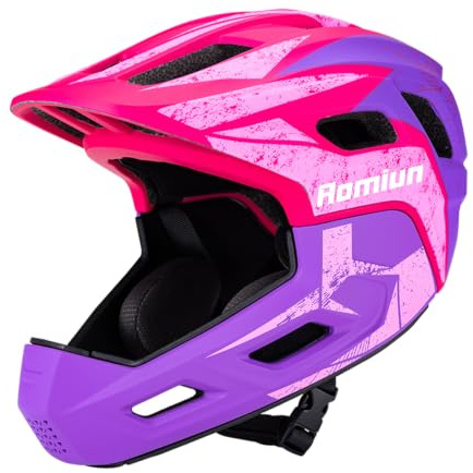 Aomiun Casque de Vélo pour Enfants Casque de Vélo pour Enfants Intégral avec Mentonnière épaissie Améliorée Taille S 51-54CM (S)