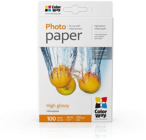 Colorway - Papel fotografico brillante 230 g/m², 10x15 100 sht pg2301004r para imprimir imagenes ricas y claras con alto nivel de detalle; graficos de interiores; portafolio; carteles; imagenes fotorrealistas; calendario de fotos; productos promocionales de calidad fotografica
